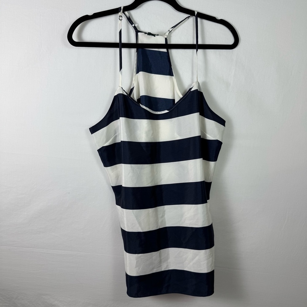 J. Crew Navy and White Spaghetti Strap Blouse Women’s size 12